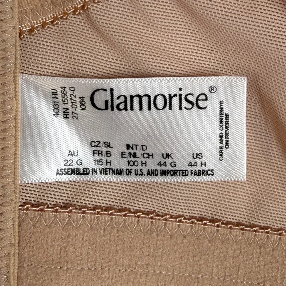 Glamorise 1064 MagicLift Full Figure Lace Support Bra Cafe Tan‎ 44H Mens Womens